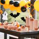 Grencian 120 Pcs Halloween Treat Snack Cups 12 Oz Disposable Pumpkin Ghost Bowls Disposable Paper Cup Orange Black Paper Cup Dessert Bowls Food Tasting Cups for Halloween Party Supplies
