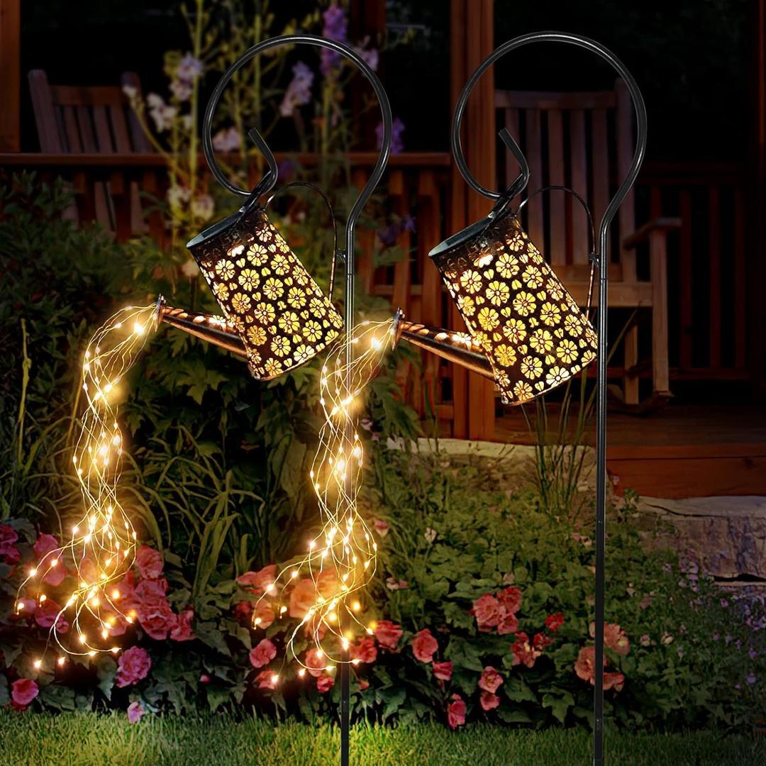 2 Pack Solar Watering Can with Lights,Solar Outdoor Garden Decor Waterproof Hanging Lantern Landscape Lights Outside Decorations for Yard Lawn Patio Gardening Gifts. (Warm White-2)