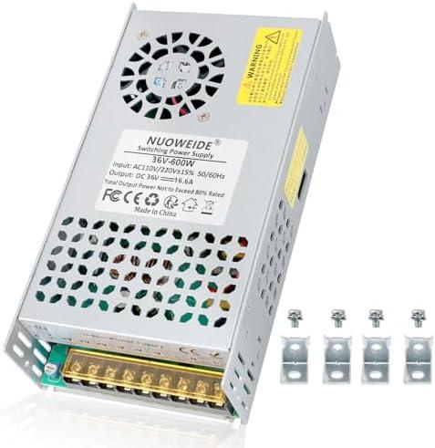 NUOWEIDE DC 36V 16.6A 600W Power Supply, 110V AC to DC 36V Converter 600w Switch Power Supply Transformer for Winch, Car Jack, LCD Monitor, CCTV, Car Stereo and More