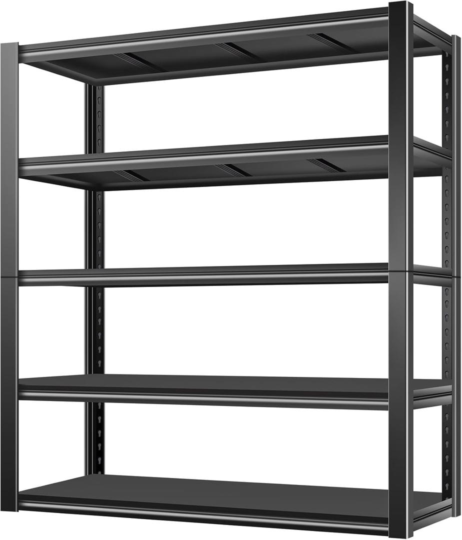 BILT HARD 3000LBS 48" W x 18" D x 72" H Garage Shelving, 5-Shelf Industrial Storage Shelves Heavy Duty, Metal Shelving Units with Adjustable Shelf, Steel Utility Shelves, Black