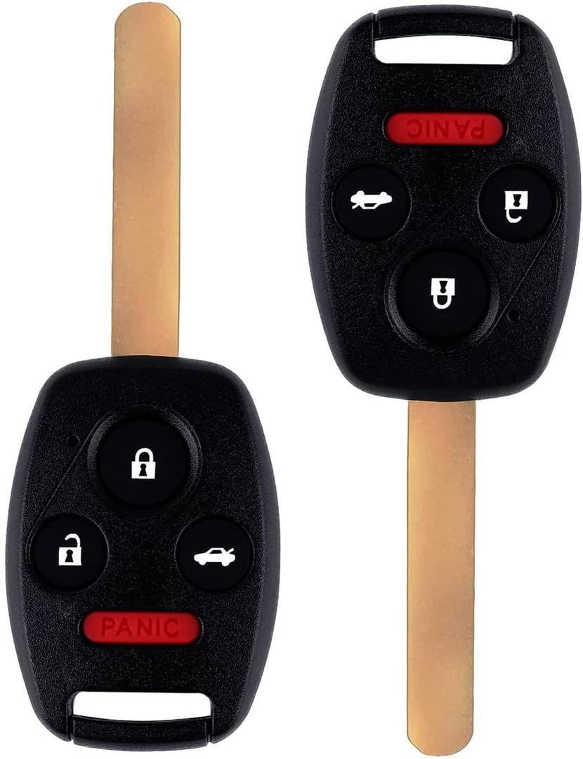 4 Buttons Key Fob Replacement Keyless Entry Remote Control Uncut Car lgnition Fits for 2003-2007 Honda Accord 2005-2007 Honda CRV OUCG8D-380H-A ID46 Chip 313.8 Mhz ,Set of 2