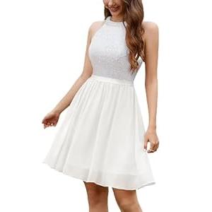 Dressystar Women's Sparkly Sequin Short Homecoming Dress White XL