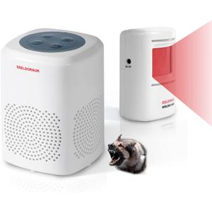 S SELDORAUK Motion Sensor Doorbell, Dog Barking Alarm Guard Wireless Infrared Detect Alert Door Chime for Home Security Entry Repelling Wildlife Rang 1000ft 110dB 4 Volume Level (1Receiver+1Detector)