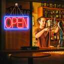 Led Neon Open Signs for Business,16.5"X 9" Ultra Bright Open Signs, Powered by 12V/2A AC Adapter, 6 Levels Adjustable Bright Led Neon Open Sign for Bar Salon Coffee Stores Club Hotel (Horizontal)