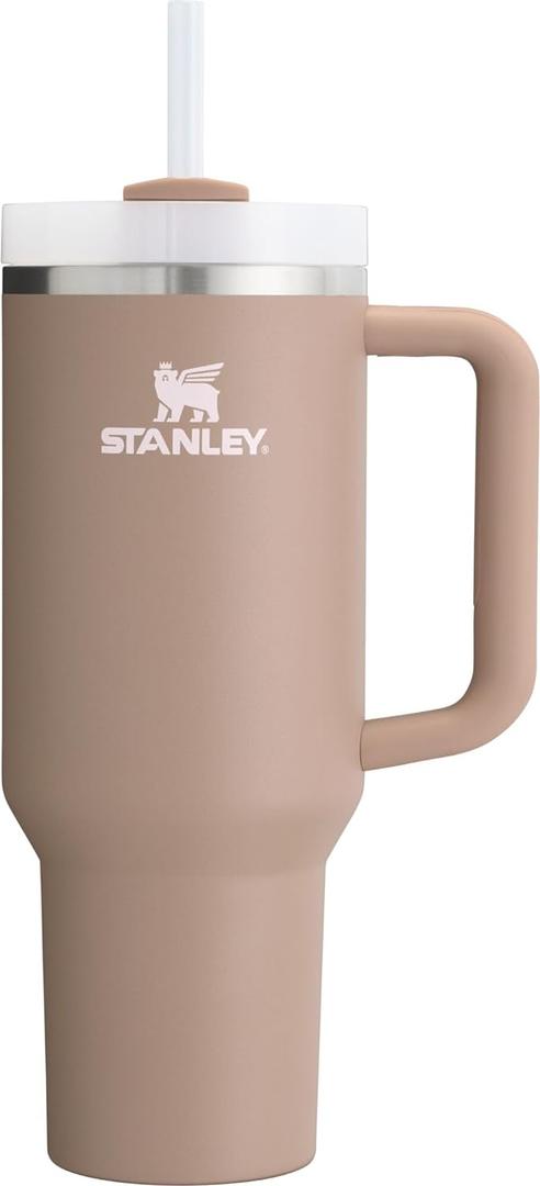 STANLEY Quencher H2.0 Tumbler with Handle and Straw 40 oz | Flowstate 3-Position Lid | Cup Holder Compatible for Travel | Insulated Stainless Steel Cup | BPA-Free | Almond Rose