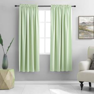 Light Lime Green Pretty Window Treatment Curtain Panels - 63 Inches Long Thermal Insulated Room Darkening Rod Pocket Drapes for Dining Room (2 Panels,52 x 63 Inch Length)