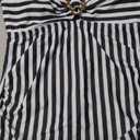 Aleumdr 2026 Trendy Striped One Piece Bathing Suit for Women Tummy Control Swimwear Slimming Bathing Suit Cutout Metal Ring Swimsuit Black Stripe X-Large