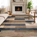 Superior Indoor Area Rug, Jute Backed, Modern Geometric Patchwork Floor Decor for Bedroom, Office, Living Room, Entryway, Hardwood Floors, Rockwood Collection, 8' x 10', Midnight Navy