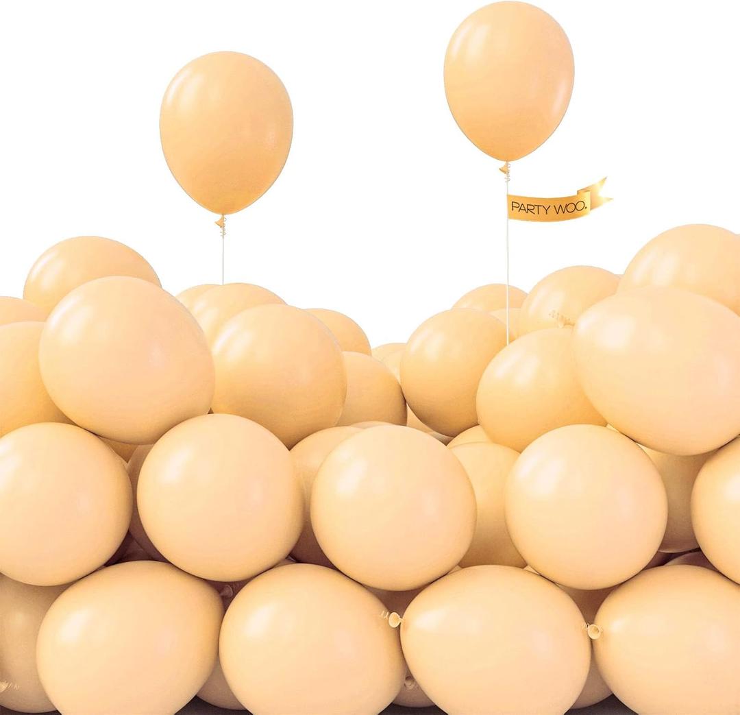 PartyWoo Nude Balloons 100pcs 5 Inch Apricot Boho Fall Neutral Latex Helium Balloons for Graduation Wedding Anniversary Birthday Boy Baby Shower Woodland Boho Theme Party Decorations Brown-F05