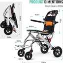 Ultra-Lightweight 19lbs Foldable Transport Wheelchair for Seniors - Portable Aluminum Travel Wheelchair with Carrying Bag, Supports 220lbs Capacity