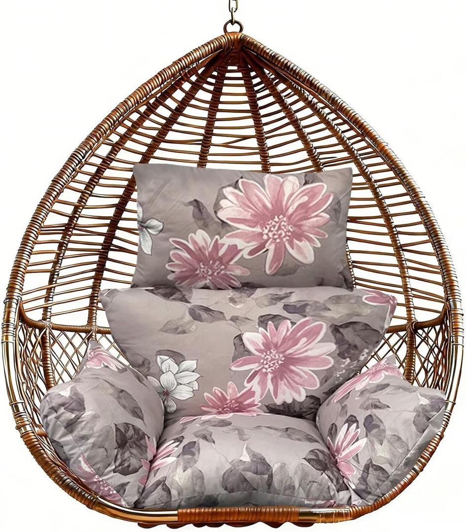 Floral Egg Chair Cushions Hanging Basket Chair Pads Replacement, Medium