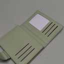 Small Wallet Women RFID Blocking Soft Leather Bifold Compact Card Holder Wallet for Women with Zipper Coin Pocket 4 ID Window (Green Blooming)