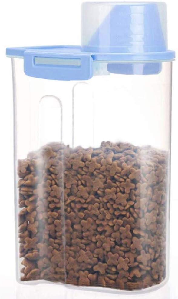 Pet Food Storage Container with Graduated Cup and Seal Buckles Food Dispenser for Dogs Cats (Blue)