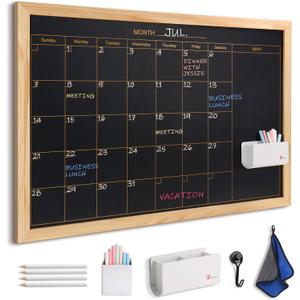 TOWON Magnetic Chalkboard Calendar 36x24 in, Wooden Frame, Monthly