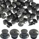 60 Pcs Locking Pin Backs - Black Metal Pin Keepers for Jewelry Making, Clasp Backings for Brooches, Enamel Pins, and Crafts