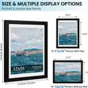 12x16 Picture Frame Set of 2, Wood Frame with Real Glass, Wide Border | Displays 11x14 with Mat or 12x16 without Mat, Horizontal or Vertical Wall Mount, Matte Black for Gallery Walls