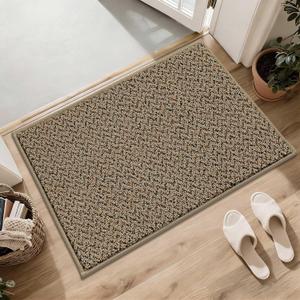 COSY HOMEER Door Mat 17" x 30" Non Slip Absorbent Entryway Rugs Dirt Trapper Doormats Washable Entrance Mats Low Pile Welcome Floor Mat for Front Back Door and Entry Mats, Taupe (Roll Packing)