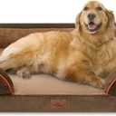 Comfort Expression Orthopedic Dog Bed for Extra Large Dogs 42x30 Inch, Waterproof Supportive Egg Crate Foam XL Pet Bed with Removable Bolsters, Dog Couch with Washable Cover & Non-Slip Bottom, Brown