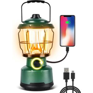 Favorbrite LED Camping Lantern, 2500LM Dimmable Vintage Rechargeable Lantern, Water Resistant Portable Emergency Lights for Camping, Home Power Outage, Hurricane, Hiking