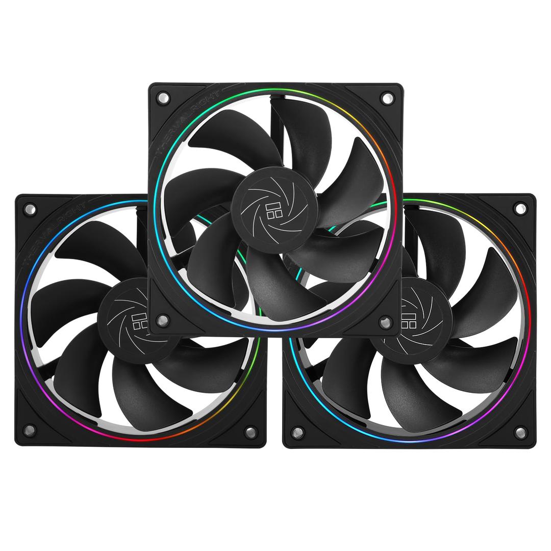 Thermalright TL-S12R X3 CPU Fan 120mm Reverse Fan Case Cooler Fan Comes with ARGB Lighting,CPU Cooling Fan with 1500RPM Speed,Black PC PWM Silent Computer Fan,Set of Fans
