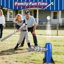 AuntyFey Auto Kids Baseball Pitching Machine, Automatic Baseball Launchers for Kids 6-8, Batting Practice Equipment with 5 Plastic Balls & Bat, Pop Up Tball Trainer, Blue