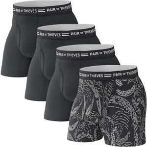 Pair of Thieves Men's Underwear Boxer Briefs - Soft Cotton Boxer Briefs for Men Pack - 4 Pack Tagless Mens Underwear (Black/White)