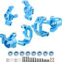 Caster Blocks Steering Blocks Rear Stub Axle Carriers Aluminum Upgrades Set for Traxxas 4-Tec 2.0 3.0 1/10 RTR RC Touring Car (Blue)