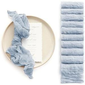Ling's Moment Luxury Cloth Wedding Napkins - 19x19 Inch Reusable Cheesecloth Linen Napkins for Wedding Reception, Bridal Shower, Dinner Table - Washable, Durable (Set of 30 ), [Dusty Blue]