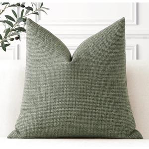OTOSTAR Linen Throw Pillow Cover Set of 1 Decorative Square Pillowcases Cushion Covers 22x22 Inch for Home Decor Sofa Bedroom Car 55 x 55CM Olive Green