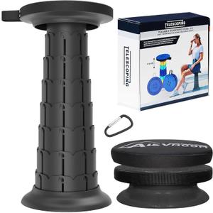 Upgraded XXL Collapsible Stool with Cushion 20.4", 440Lbs Max Weight, Wider & Taller Pop Up Seat, Heavy Duty Portable Retractable Folding Stool or Travel Foot Rest, Gift for Camping & Outdoors (9.8*9.8*20.4 IN, New Black)