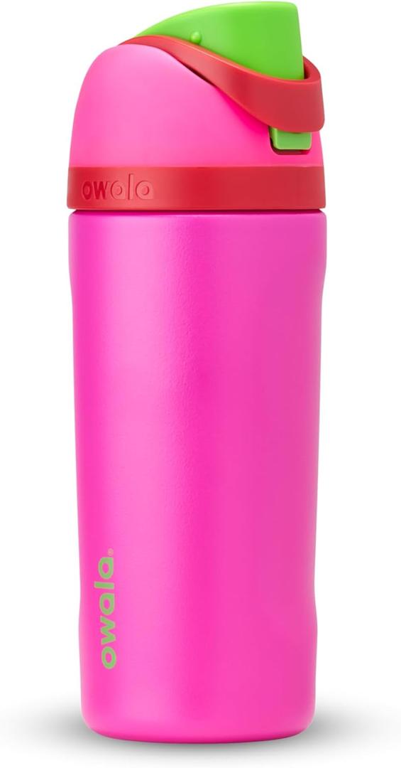 Owala Kids FreeSip Insulated Stainless Steel Water Bottle with Straw, BPAFree Sports Water Bottle, Great for Travel, 16 oz, All the Berries