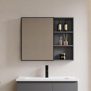 Black Metal Framed Bathroom Mirror, (20" L x 27" W) Rounded Rectangle, Matte Black Vanity Mirror for Wall, Anti-Rust Tempered Glass, Farmhouse Style, Hangs Horizontally or Vertically