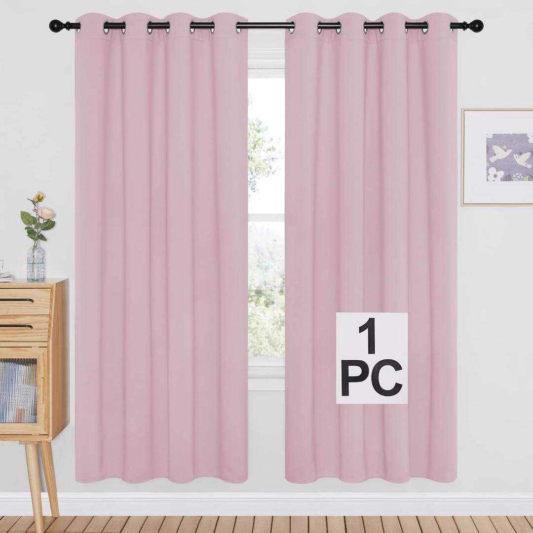 NICETOWN Room Darkening Curtain Panels 66  Window Treatment Energy Saving Thermal Insulated Solid Grommet Room Darkening Drapes for Living Room (Baby Pink, 1 Pair, 66 by 66Inch)