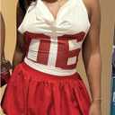 MakeMeChic Women's Cowl Neck Halter Crop Tops Backless Y2k Graphic Tank Top Jersey Shirt (L)