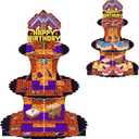 2 x Video Game Pixel Cupcake Stand (1 Pcs,3-Tiers) Game Theme Birthday Party Supplies Favors Decorations for Cardboard Cupcake Holder Round Serving Tray Stand Dessert Tower