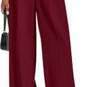 PRETTYGARDEN Womens Wide Leg Dress Pants 2026 Business Casual Flowy Work Palazzo Pants High Waisted Slacks Trousers (X-Large, Burgundy)
