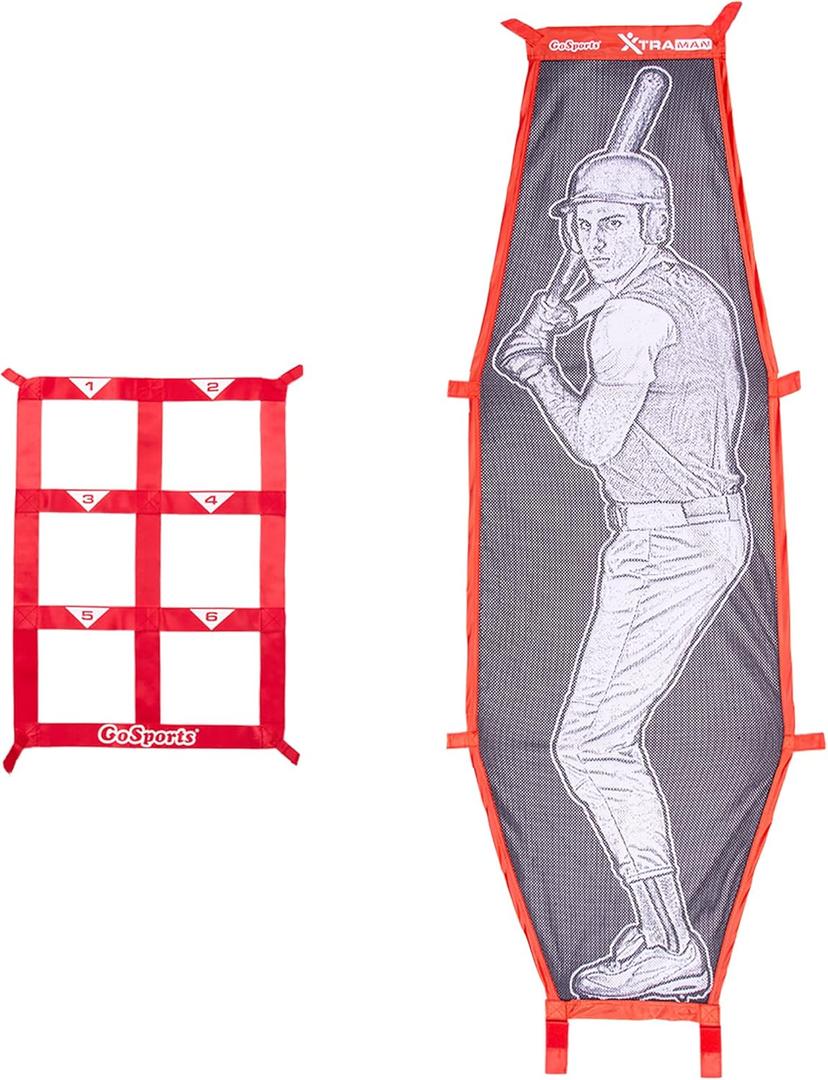 GoSports Baseball & Softball Pitching Kit - Practice Accuracy Training with Strike Zone & XTRAMAN Dummy Batter