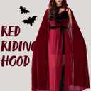 Spooktacular Creations Little Red Riding Hood Costume Women, Dark Red Velvet Dress Hooded Cloak for Fairy Halloween Parties (Small)