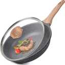 Caannasweis Nonstick Granite Frying Pan Skillet, Non Stick Omelette Fry Pans, Omelet Egg Pan, Stone Cookware Chef's Pan, Induction Compatible, PFOA Free (Gray, 9.5 Inch with Lid)