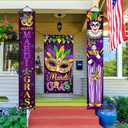Mardi Gras Door Cover Banner Decorations, Mardi Gras Hanging Front Door Banner Decor, Mardi Gras Porch Banner Door Cover for Carnival Masquerade Indoor Outdoor Party Supplies Decorations