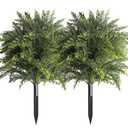 2-Pack Artificial Cedar Topiary Ball Trees 22" Outdoor UV Resistant Faux Cypress Shrubs with Ground Spike, Realistic Evergreen Bushes for Front Porch, Garden, Backyard, and Indoor Decor