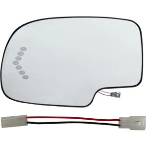 Driver Left Side Heated Mirror Glass Replacement for 2003-2007 Cadillac Escalade, Chevrolet Avalanche, Silverado, Tahoe, Sierra, Suburban, Yukon, With turn signal,Replace 88944391