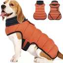 MIGOHI Lightweight Dog Coat, Windproof Dog Jacket, Puffer Jacket for Dogs, Padded Vest with Reflective Strips, Warm Snow Vest in Cold Weather, Easy On Hook & Loop Belly, Caramel, L