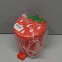 BxuxJar Strawberry Trash Can, 1 Gallon Desk Plastic Cute Trash Can Kawaii Small Srawberry Garbage Can for Bedroom with 5 Rolls Garbage Bag and 20 PCS 3D Cartoon Stickers(Random Style)