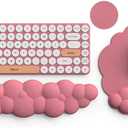Cloud Keyboard Wrist Rest and Mouse Pad with Wrist Support Set, Ergonomic PU Leather Mouse Pads, Pain Relief Memory Foam Non-Slip for Computer,Laptop, Morandi Red, 2 Pcs
