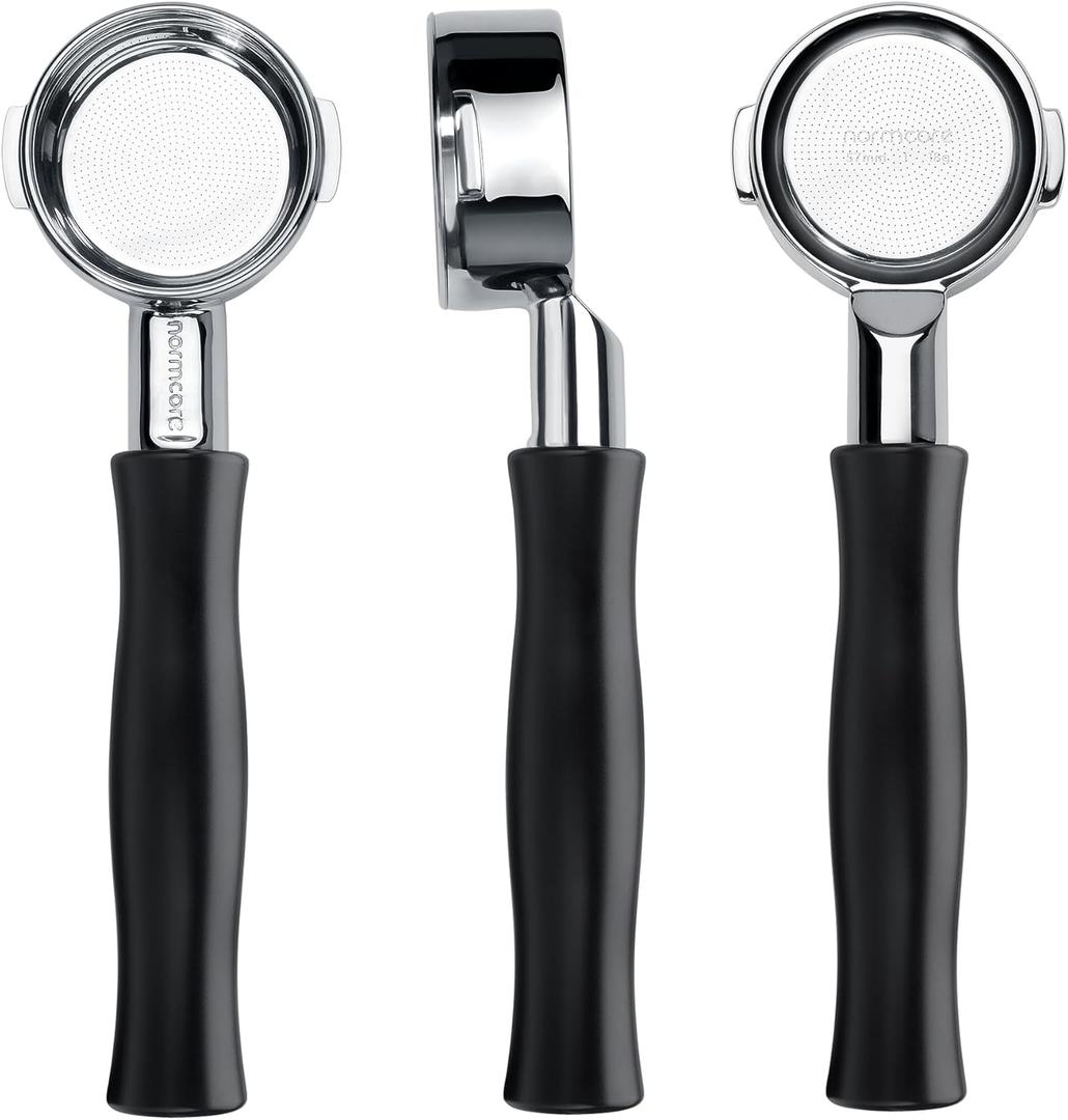 Normcore 57mm Bottomless Portafilter Compatible with Lelit 57 Groups - Anna and Anita, Naked Portafilter with Black Anodized Aluminum Handle