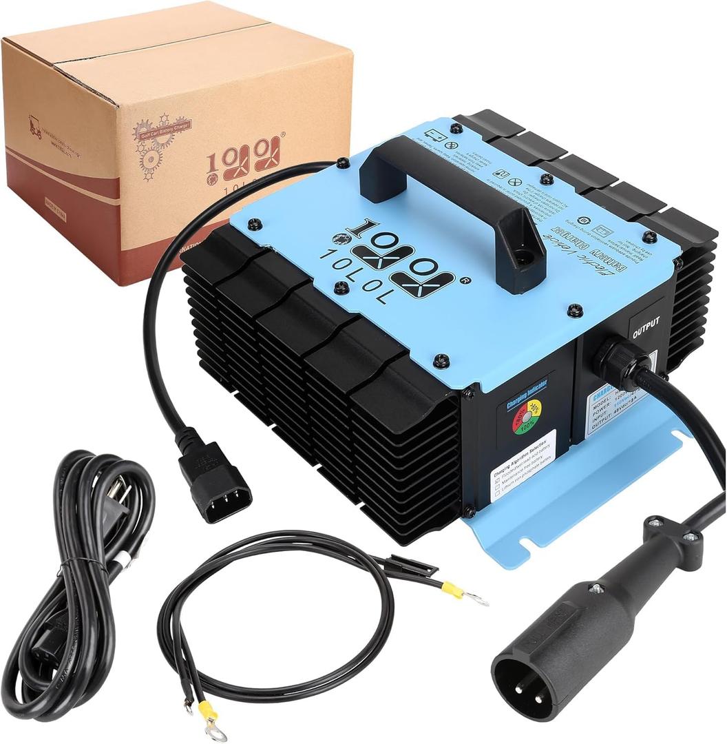 10L0L 18 AMP Golf Cart Battery Charger for 48 Volt Club Car Precedent DS with Connector, Fast Charging Battery Charger for Golf Cart (Plug and Play) -Blue