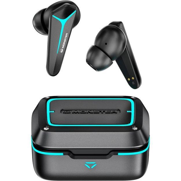 Monster Mission V1 Gaming Earbuds, Bluetooth 5.3, Noise Cancelling, True Wireless, Low Latency, Music/Game Modes