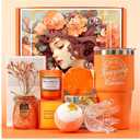 Gifts for Women Unique Spa Gifts Basket Set Birthday, Mothers Day, Valentines Day Christmas Gifts for Mom, Sister, Her, Girlfriend, Wife Bright Orange Gift Box