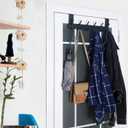 WEBI Over The Door Hooks Door Hanger,Over The Door Towel Rack with 6 Hooks for Hanging,Door Coat Towel Hanger Door Coat Rack,Black